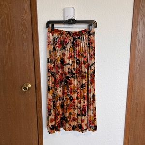 Anthropologie Maeve midi velvet pleated floral skirt XS